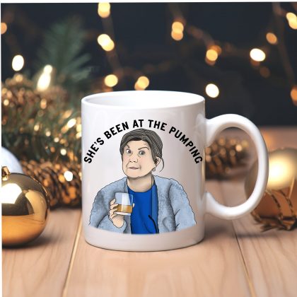 Christine Pumping Two Doors Down mug