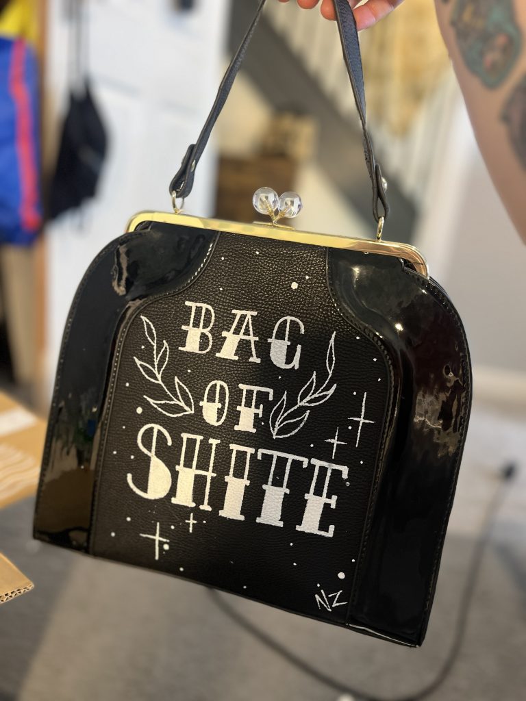 Bag of Shite - hand painted upcycled one of one